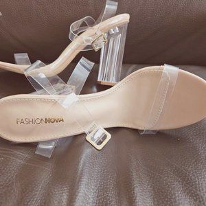 Fashion Nova open toe Transparent Glass Slipper clear strappy heels Size 8.5